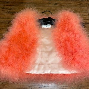 Girls Charabia Turkey Feather Vest/ sleeveless jacket